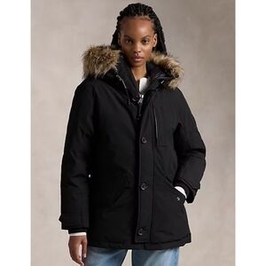 NWT Polo Ralph Lauren black down filled faux fur trim parka coat